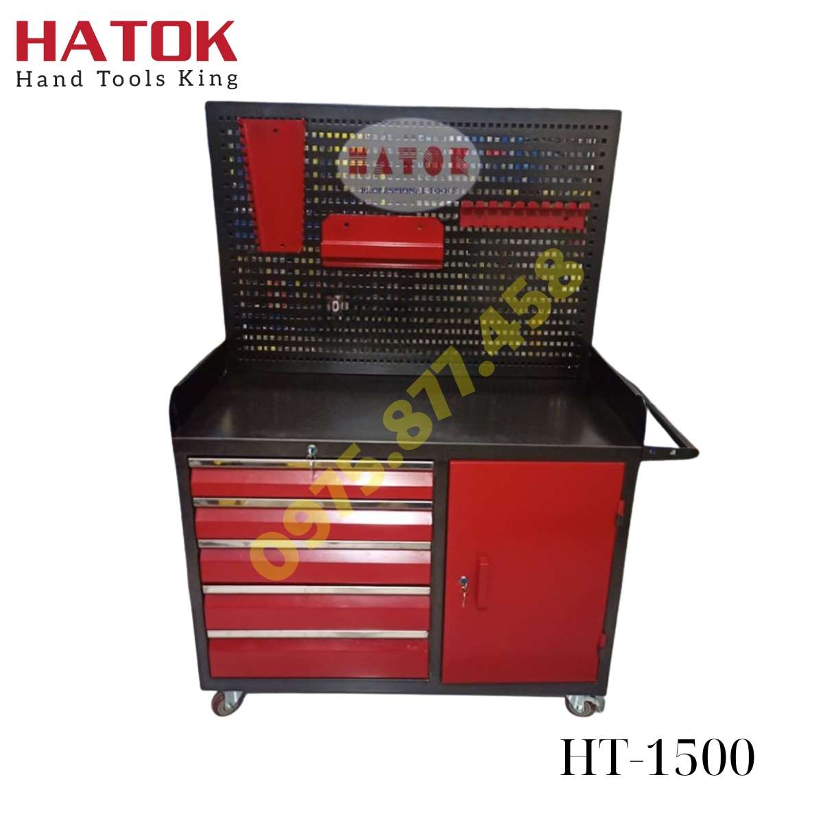 Tủ đựng đồ nghề 5 ngăn kết hợp bảng treo HT-1500