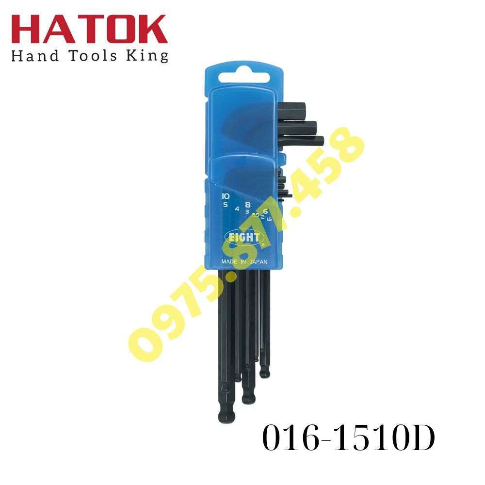 Bộ lục giác EIGHT 016-1510D đầu bi dài 9 size Nhật Bản