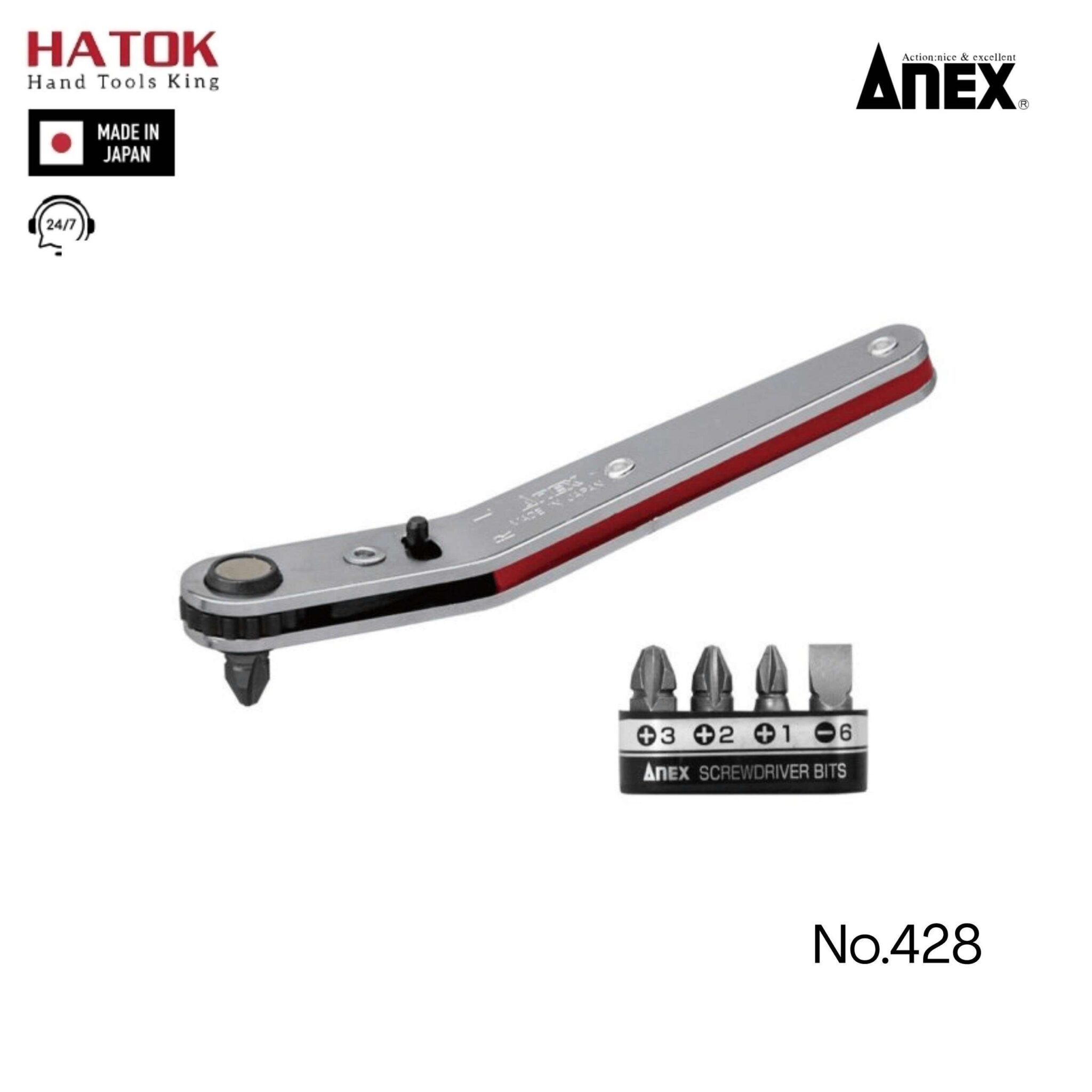 Bộ tay vặn và mũi vít trong góc hẹp No.428 Anex