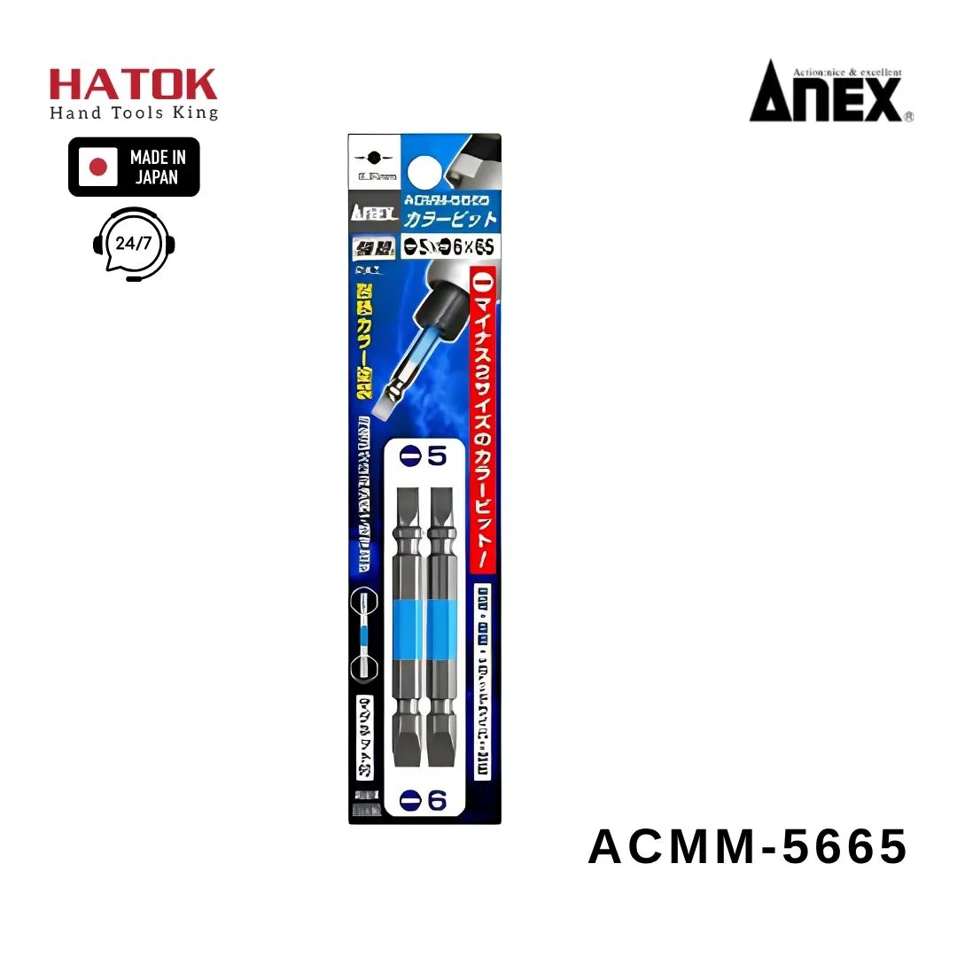 Vỉ 2 mũi vít 2 đầu dẹp ACMM-5665 Anex Nhật Bản