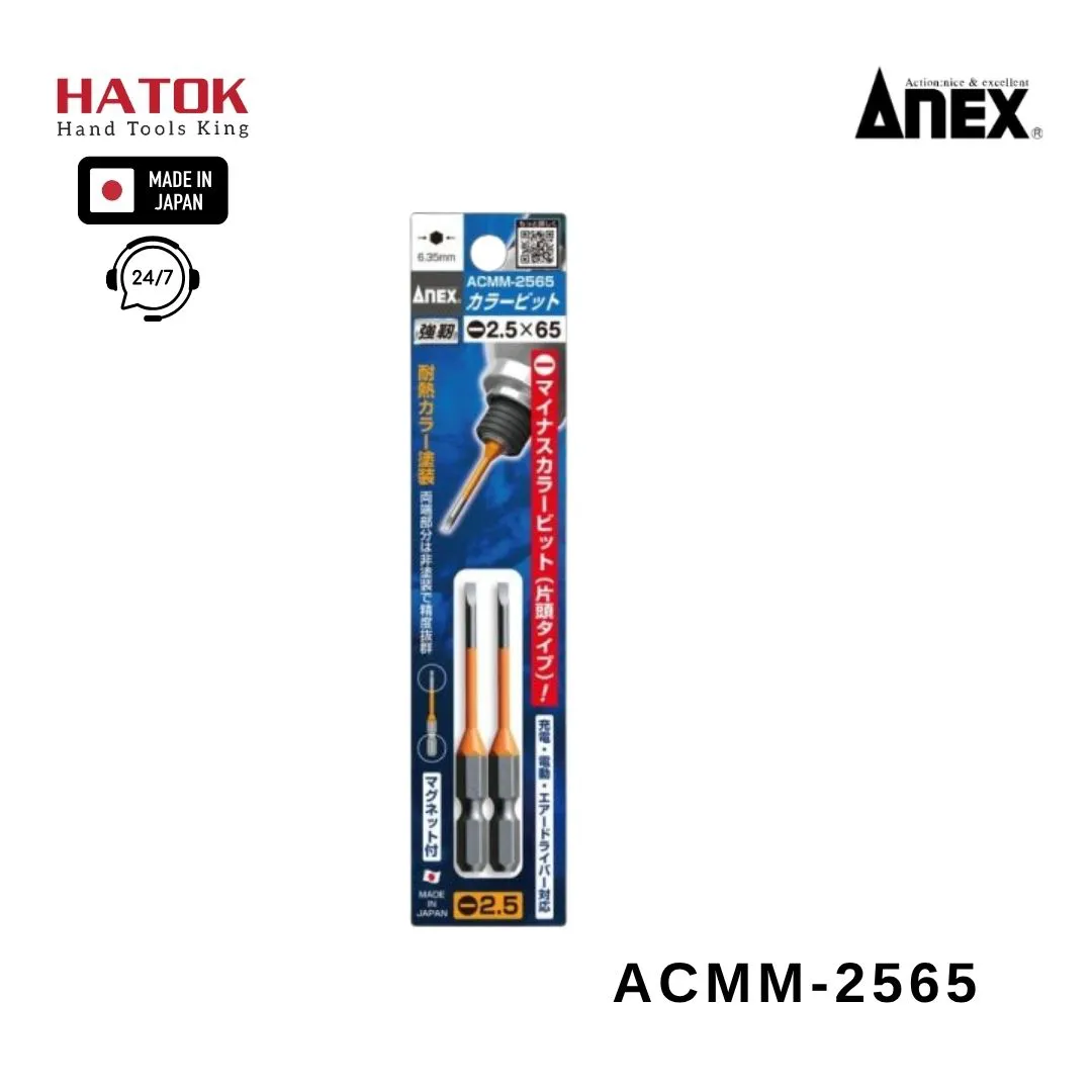 Vỉ 2 mũi vít dẹp 2.5mm ACMM-2565 Anex Nhật Bản