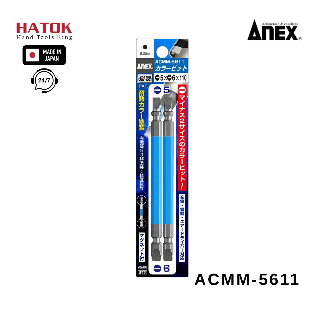 Vỉ 2 mũi vít 2 đầu dẹp ACMM-5611 Anex Nhật Bản