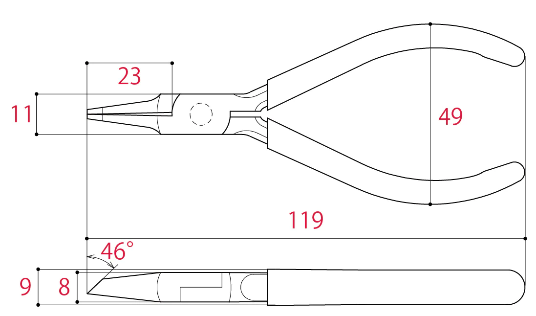 hatoktools-com-30 Kìm xiên hàm phẳng Tsunoda OLP-115 Nhật Bản